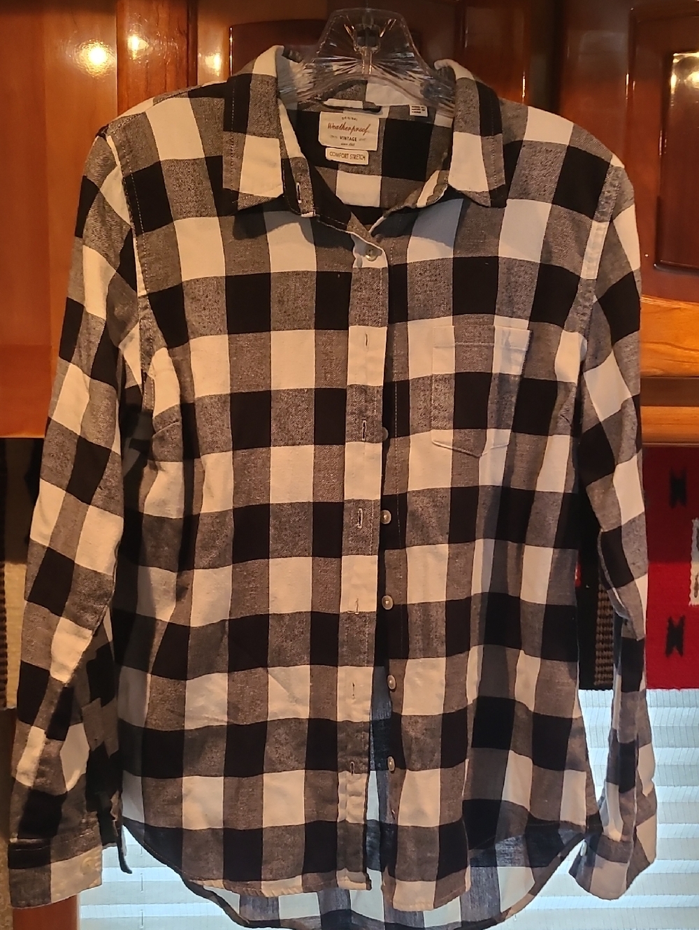 Weatherproof Black and White Buffalo Plaid Shirt